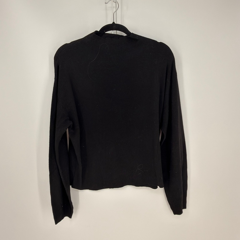 H&M Sweater Womens Small Black Mock Neck Fine Knit Wool Blend Minimalist Classic